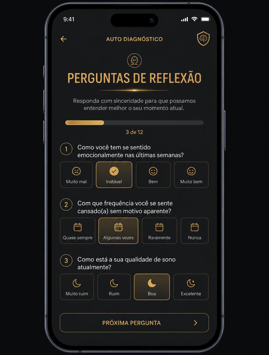 Ecrã do diagnóstico: As perguntas